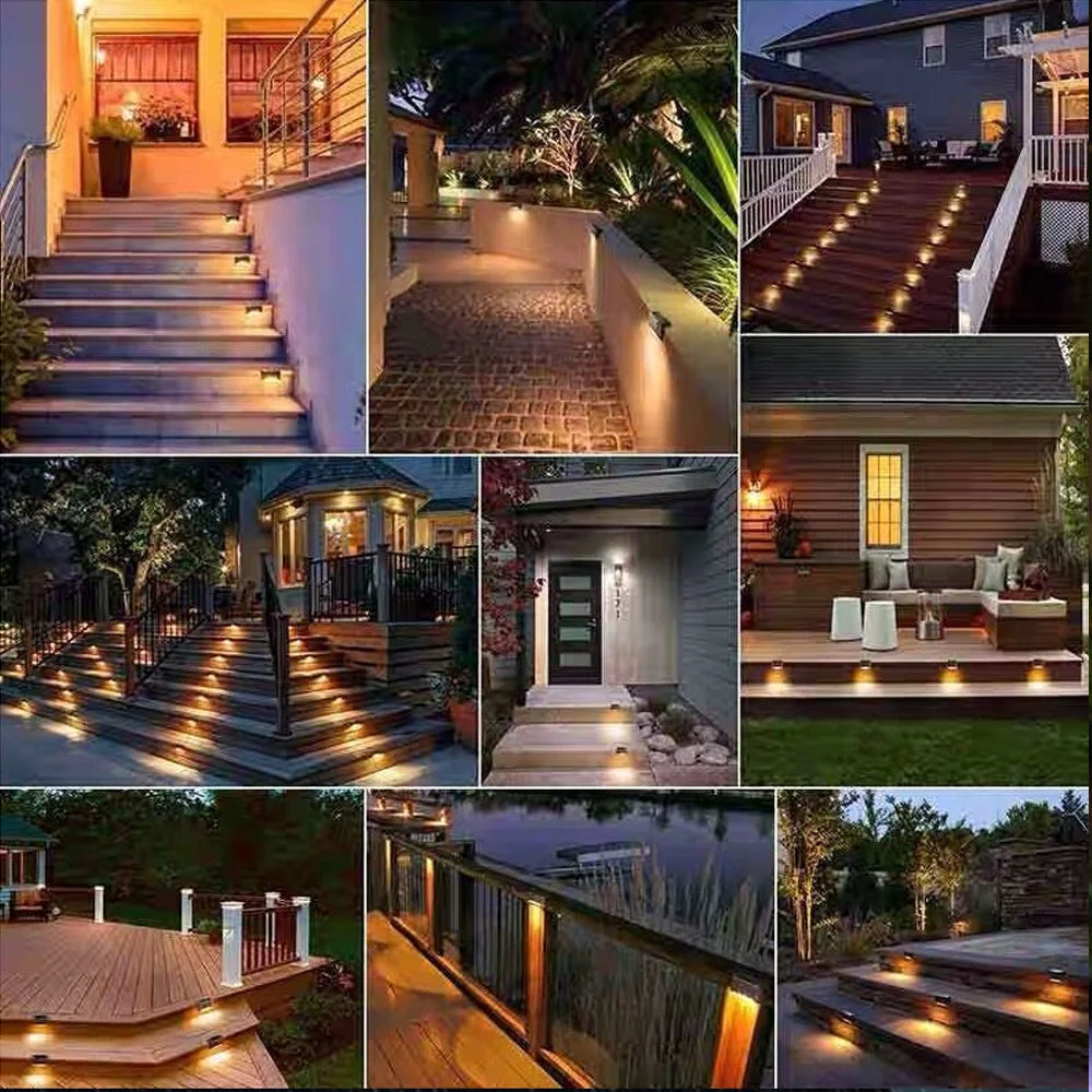 Warm White LED Solar Step Lamp Path Stair Outdoor Garden Lights Waterproof Balcony Light Decoration for Patio Stair Fence Light