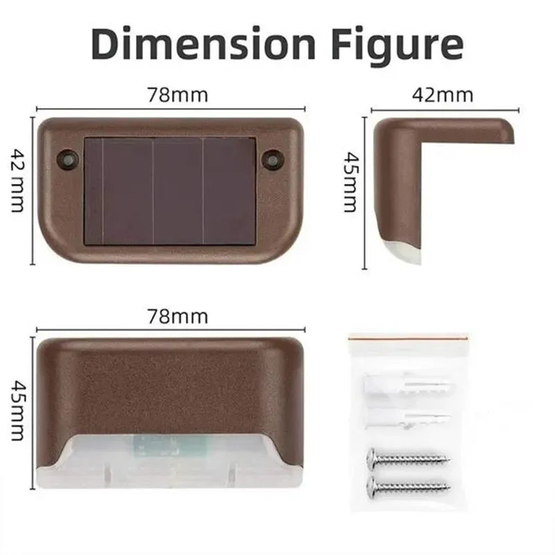Warm White LED Solar Step Lamp Path Stair Outdoor Garden Lights Waterproof Balcony Light Decoration for Patio Stair Fence Light