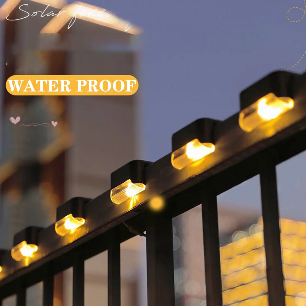 Warm White LED Solar Step Lamp Path Stair Outdoor Garden Lights Waterproof Balcony Light Decoration for Patio Stair Fence Light