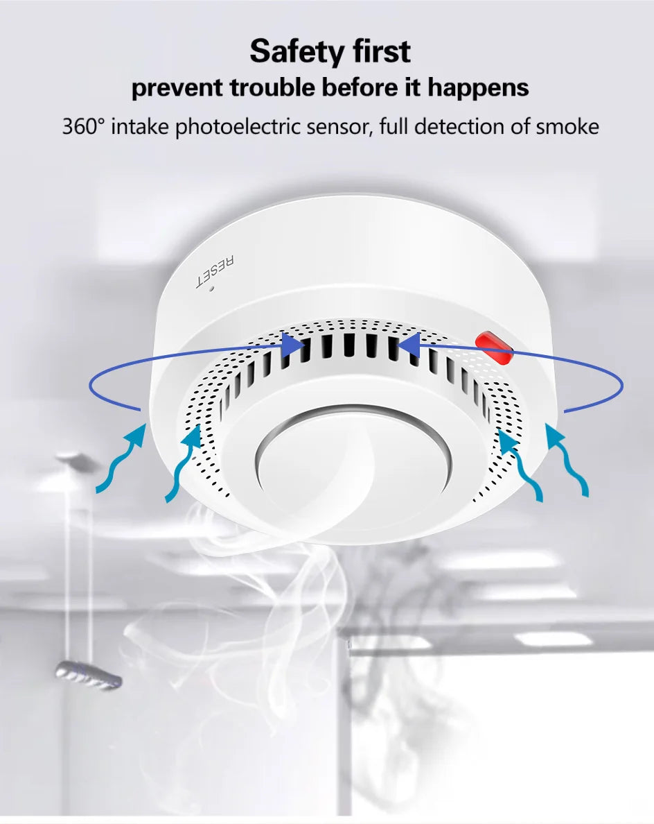 Tuya Smart WiFi Smoke Sensor Fire Protection Smoke Detector 85dB Sound Security System Firefighters Smartlife APP Control
