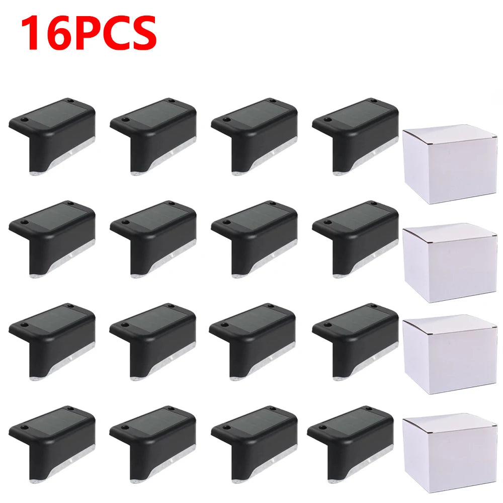 Warm White LED Solar Step Lamp Path Stair Outdoor Garden Lights Waterproof Balcony Light Decoration for Patio Stair Fence Light