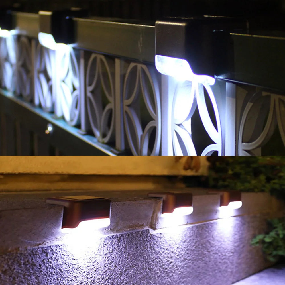 Warm White LED Solar Step Lamp Path Stair Outdoor Garden Lights Waterproof Balcony Light Decoration for Patio Stair Fence Light