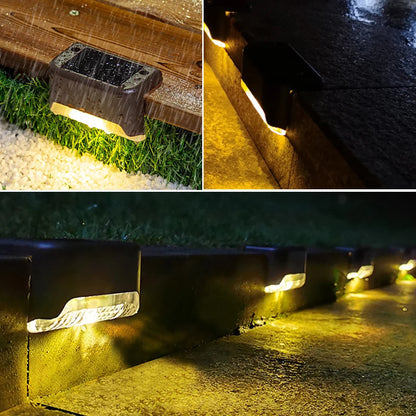 Warm White LED Solar Step Lamp Path Stair Outdoor Garden Lights Waterproof Balcony Light Decoration for Patio Stair Fence Light