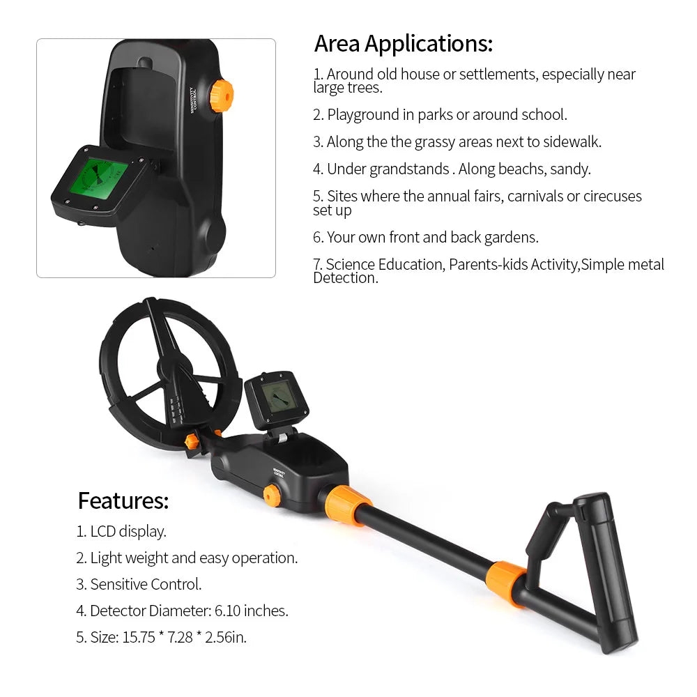 Metal Gold Detector Pinpointer Handheld Treasure Underground Metal Detector Tracker Seeker Finder With Waterproof Search Coil